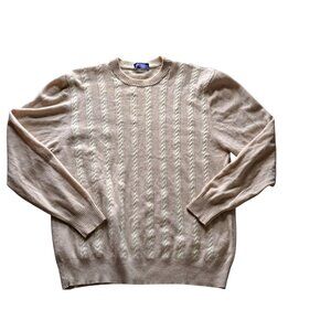 Philip Simmonds Men's  Beige Cable Knit Cashmere Sweater Large Crewneck Luxury